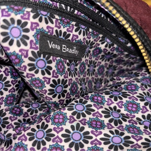 Vera Bradley Mini Carson Hobo Quilted Chocolate Velvet Maroon Shoulder - Picture 6 of 7